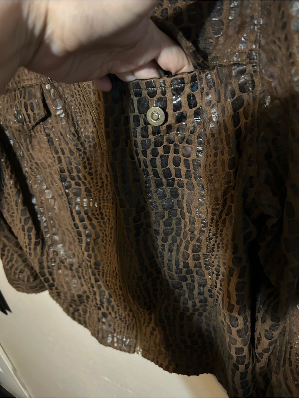 Ruby Rd. Brown Croc-Embossed Zip Jacket - Picture 4 of 5
